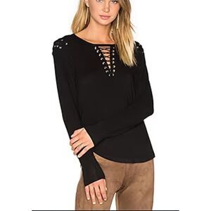 Generation Love Lace up Long Sleeve Top Black Small